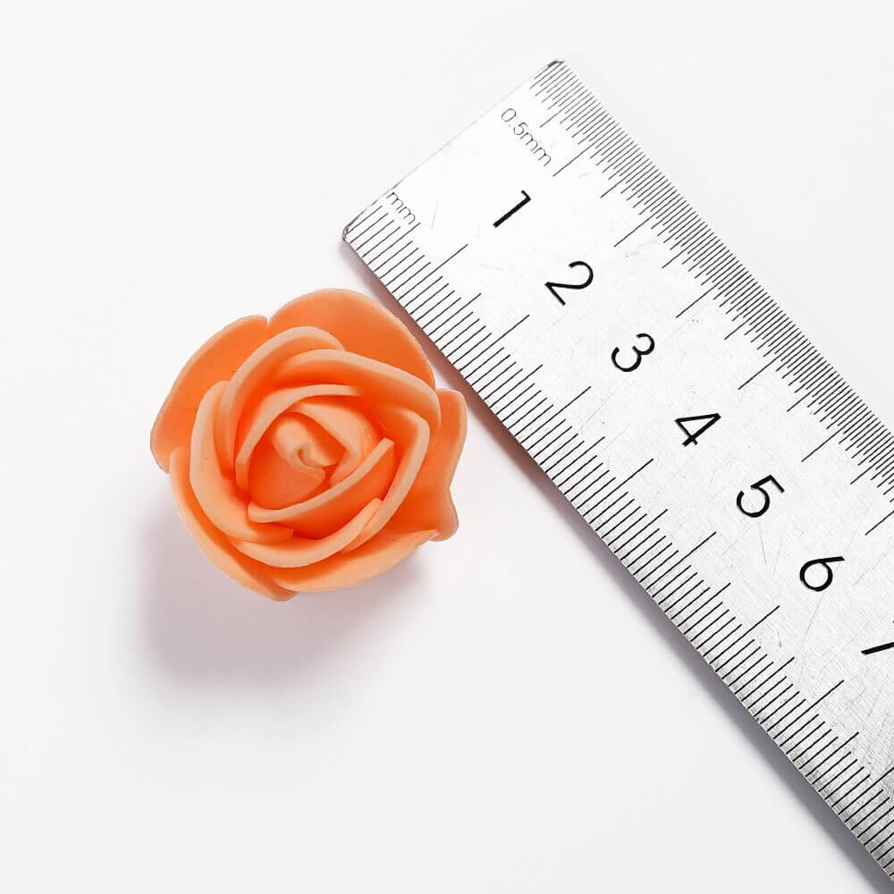 100pcs Artificial Foam Rose Flower Heads - Orange