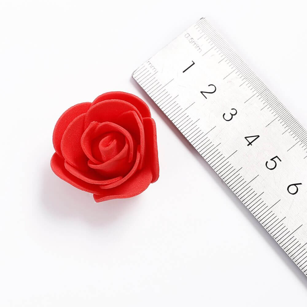 100pcs Artificial Foam Rose Flower Heads - Red