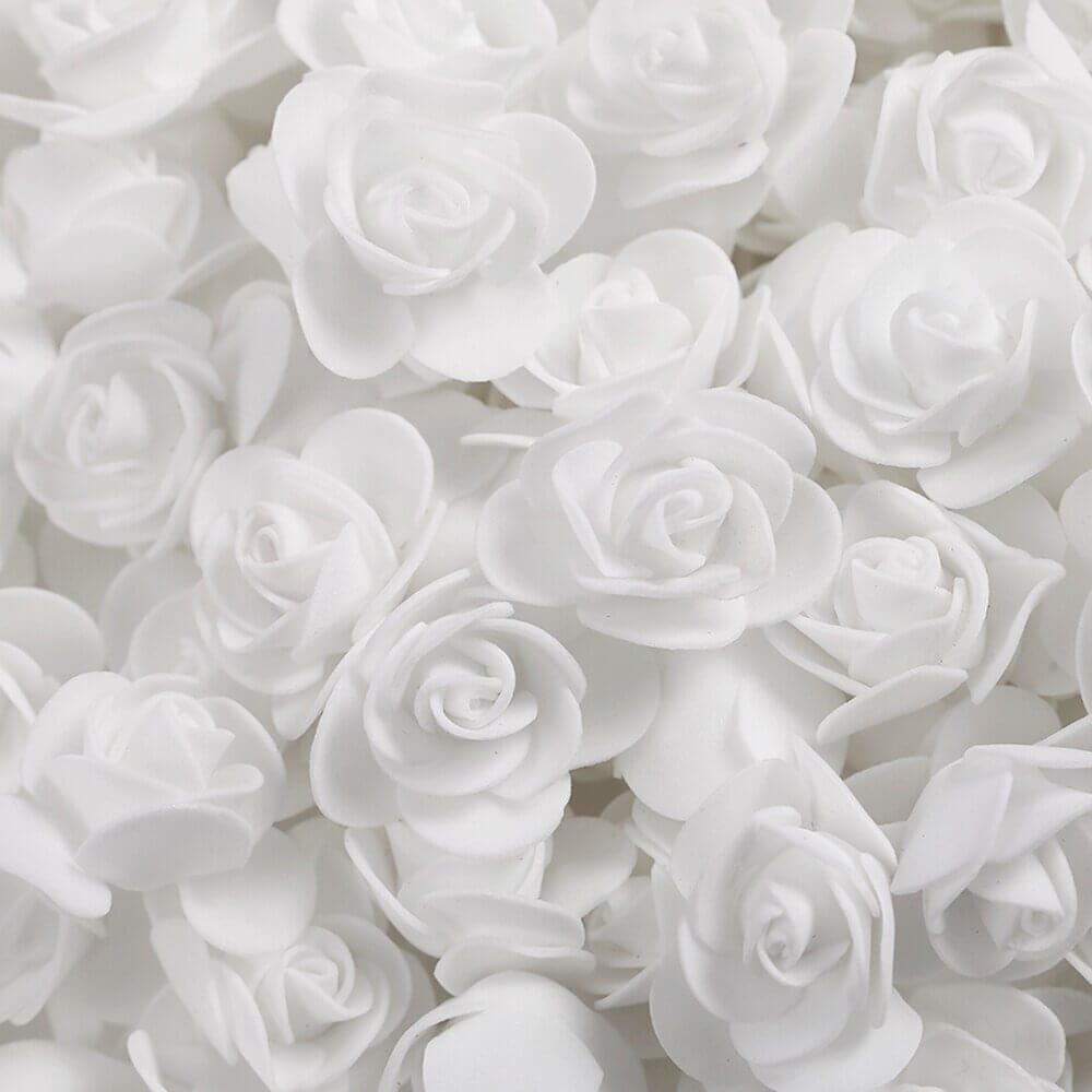 100pcs Artificial Foam Rose Flower Heads - White