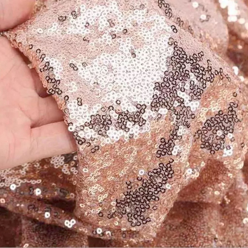 108 Inch Rose Gold Sequin Table Runner - Online Party Supplies