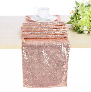108 Inch Rose Gold Sequin Table Runner - Online Party Supplies