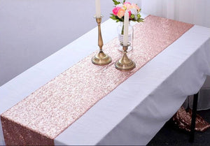 108 Inch Rose Gold Sequin Table Runner - Online Party Supplies