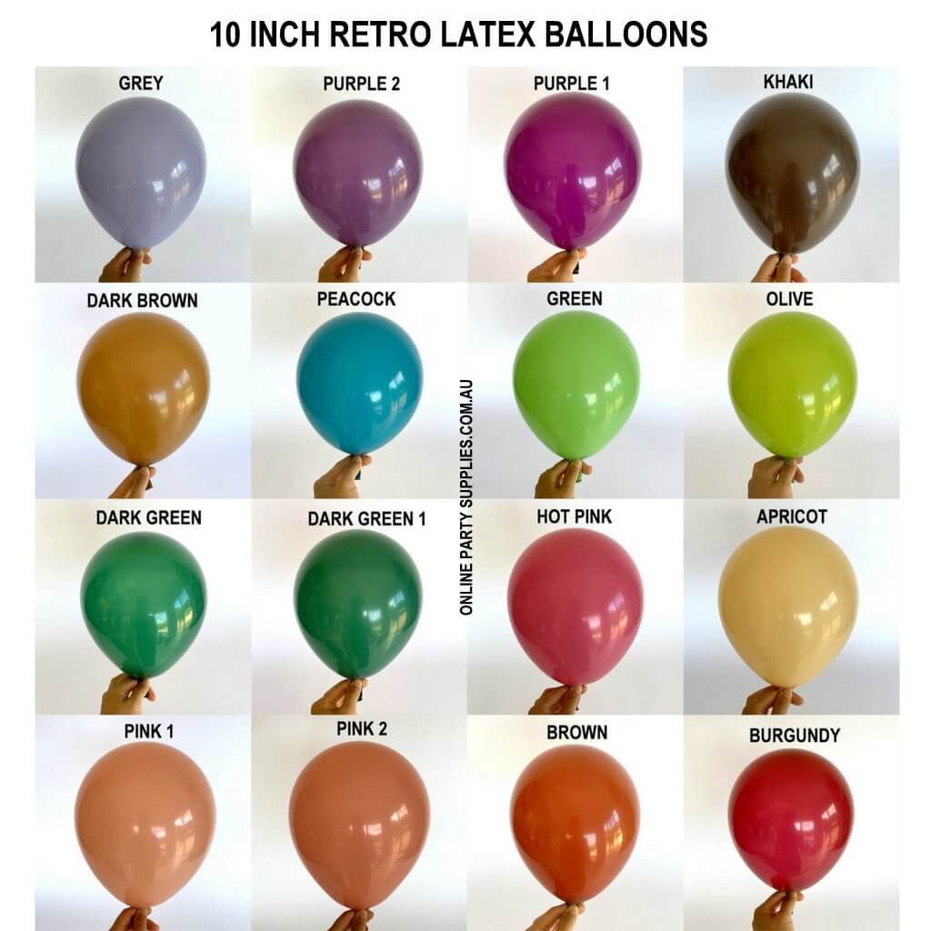 10" Retro Colour Latex Balloon 10 Pack - Multi Colours
