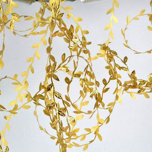 10m Artificial Sparkling Gold Leaf Trim Ribbon Roll