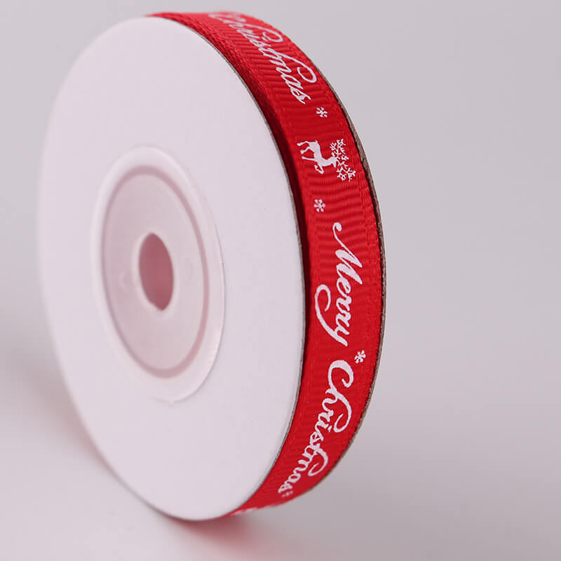 Christmas Reindeer Red Grosgrain Ribbon Spool 10 Yards