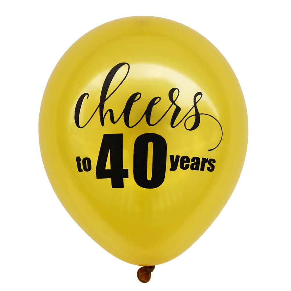 10-inch 'Cheers To 40 Years' Gold Latex Balloon 10 Pack