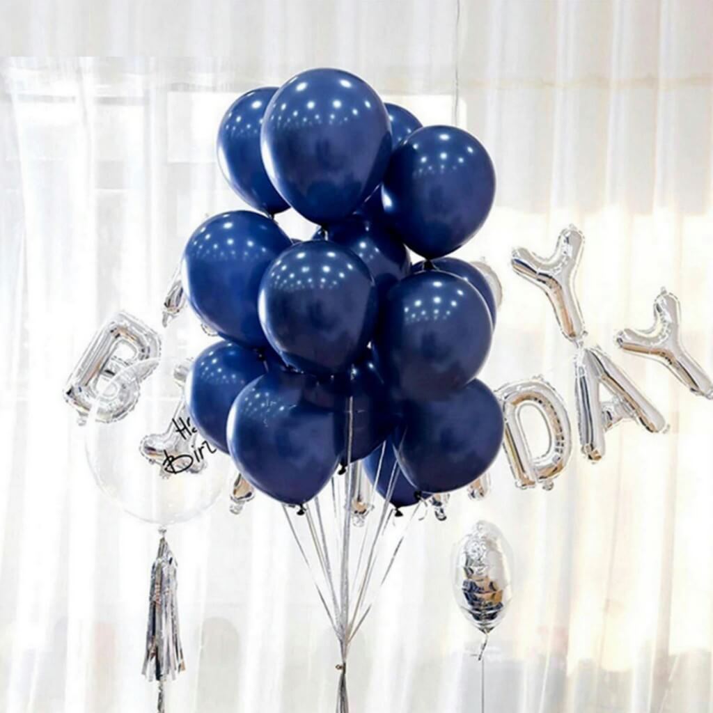 12" Midnight Blue Latex Boy Baby Shower Gender Reveal Party Balloon Bouquet - 10 Pieces