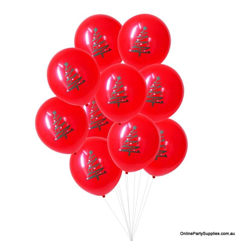 10 Inch Red Christmas Latex Balloon Bouquet (10 pieces) -Fun Naughty and Nice Christmas Party Decorations
