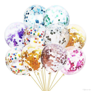 12" Online Party Supplies Mixed assorted colour Foil Confetti Latex Party Balloon Bouquet - 10 Pieces