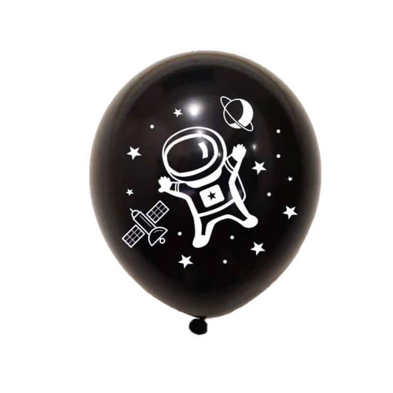 12" Online Party Supplies Black Astronaut Latex Balloon Bundle (Pack of 10)