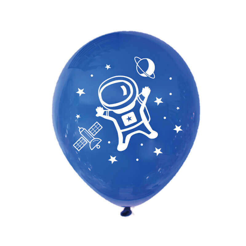 12" Online Party Supplies Black Blue Astronaut Latex Balloon Bundle (Pack of 10)