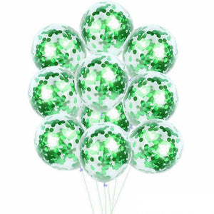 12" Online Party Supplies Green Foil Confetti Latex Party Balloon Bouquet - 10 Pieces