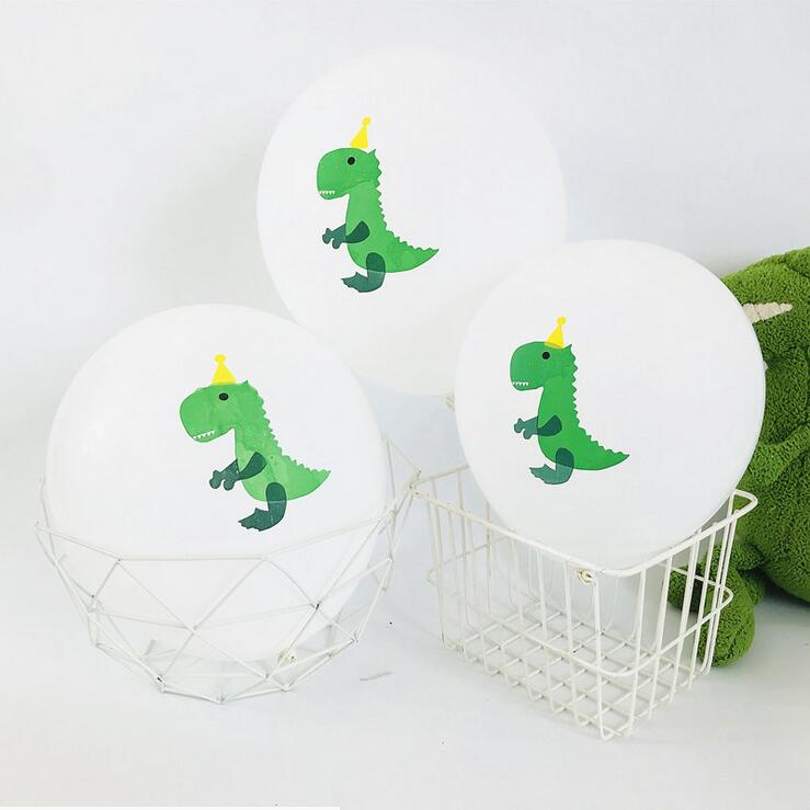 12" Green Baby T-rex Dinosaur Latex Balloon Pack - 10 Pieces