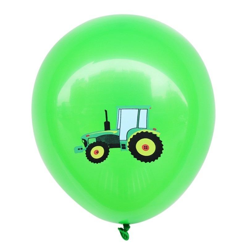 12inch Farm Tractor Printed Green Latex Balloon Pack of 10 Balloons