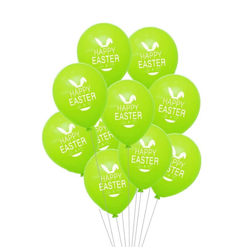 12 Inch Happy Easter Printed Green Latex Balloon Pack of 10 - Easter Themed Party Supplies, Accessories, and Decorations