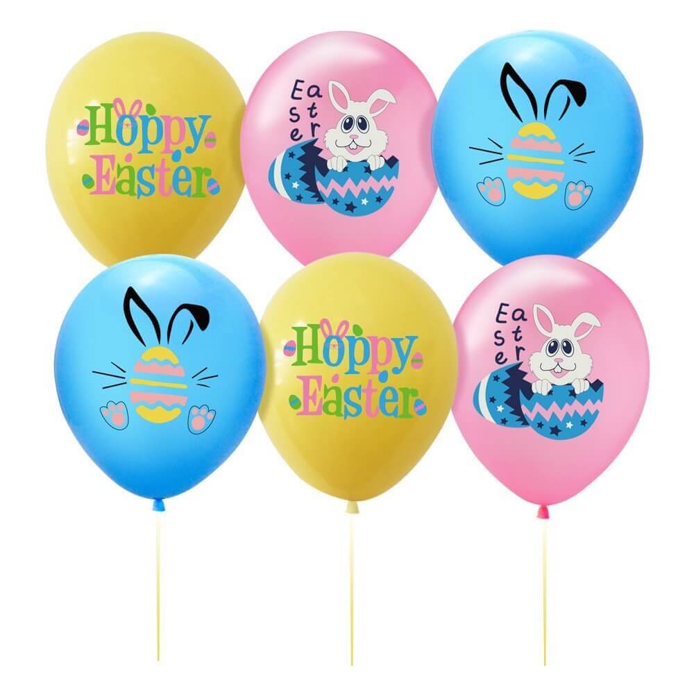 12" Happy Easter Bunny Rabbit & Egg Latex Balloon Mix 10 Bundle
