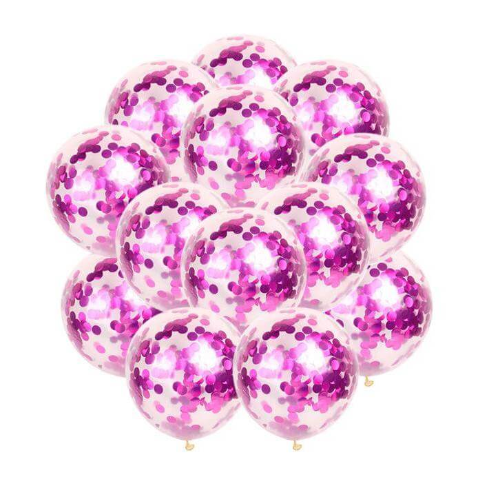 12" Online Party Supplies Australia Hot pink Foil Confetti Latex Balloon Bouquet - 10 Pieces