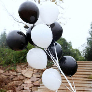 12inch Black and White Latex Balloon Bouquet  (Pack of 10) - Black & White Themed Party Decorations