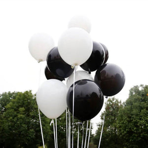 12inch Pearl Black and White Latex Balloon Bouquet  (Pack of 10) - Black & White Themed Party Decorations
