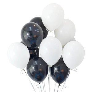 12inch Pearl Black and White Latex Balloon Bouquet  (Pack of 10) - Black & White Themed Party Decorations