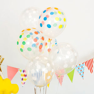 12" Transparent Polka Dot Latex Balloon 10 Pack - Rainbow