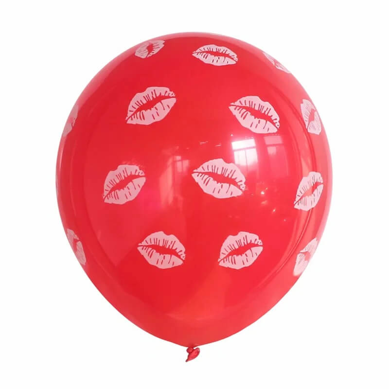 12" White & Red Lips Latex Balloon 10 Pack