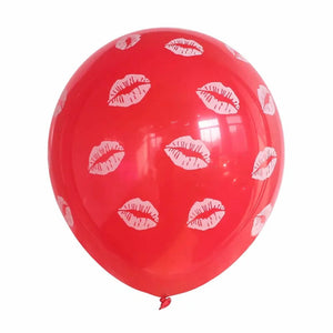 12" White & Red Lips Latex Balloon 10 Pack