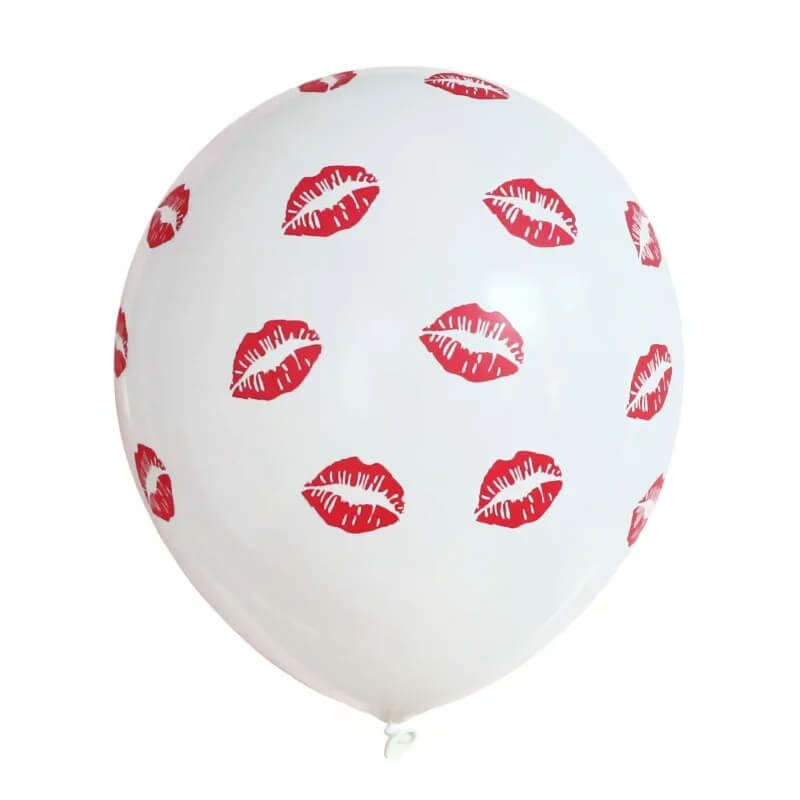 12" White & Red Lips Latex Balloon 10 Pack