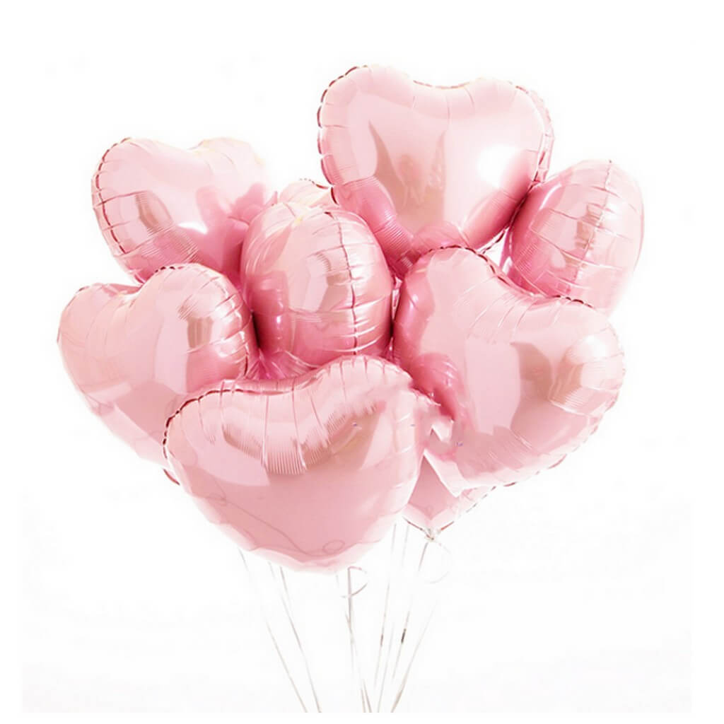 Online Party Supplies 18" Baby Pink Heart Shaped Foil Balloon Bouquet (Pack of 10)