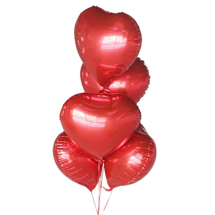 18" Red Heart Foil Balloon Bouquet (Pack of 10pcs) - Online Party Supplies