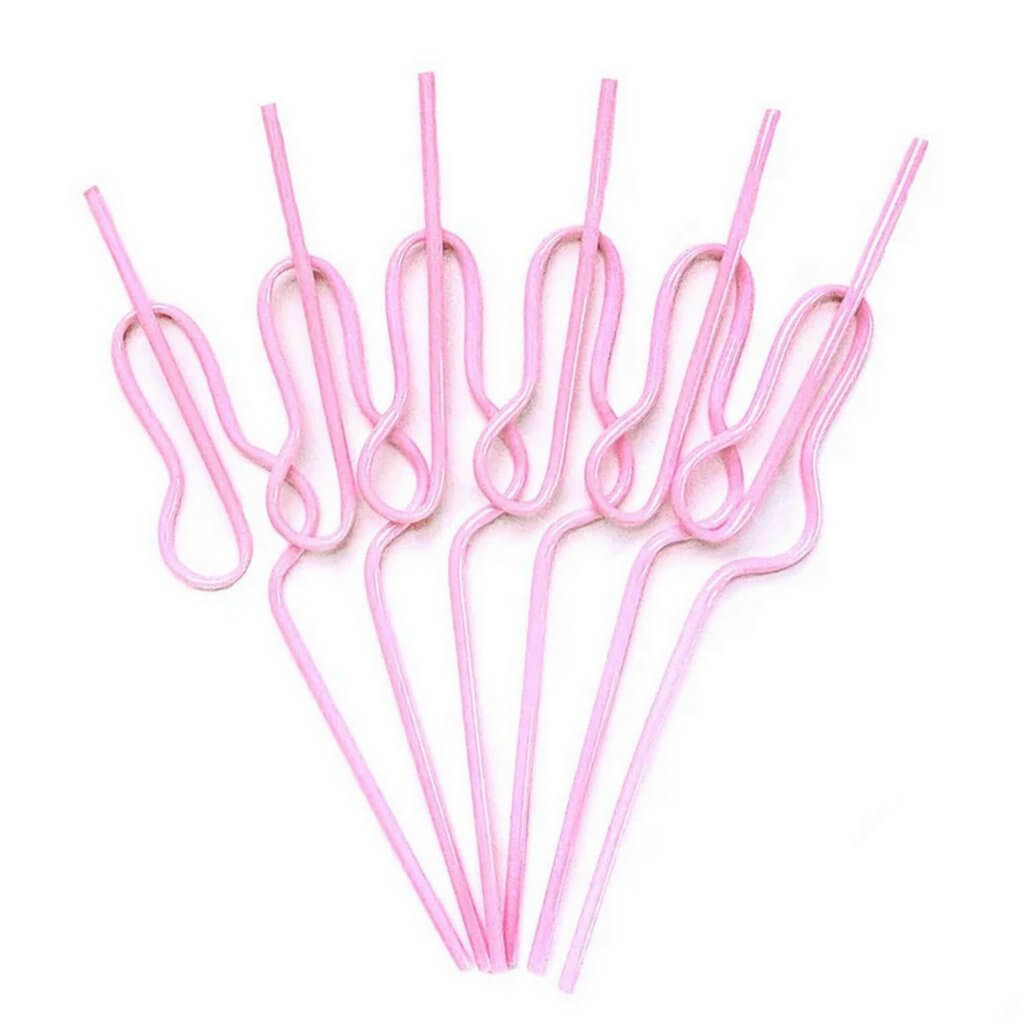 Baby Pink Swirly Penis Straw 6 Pack