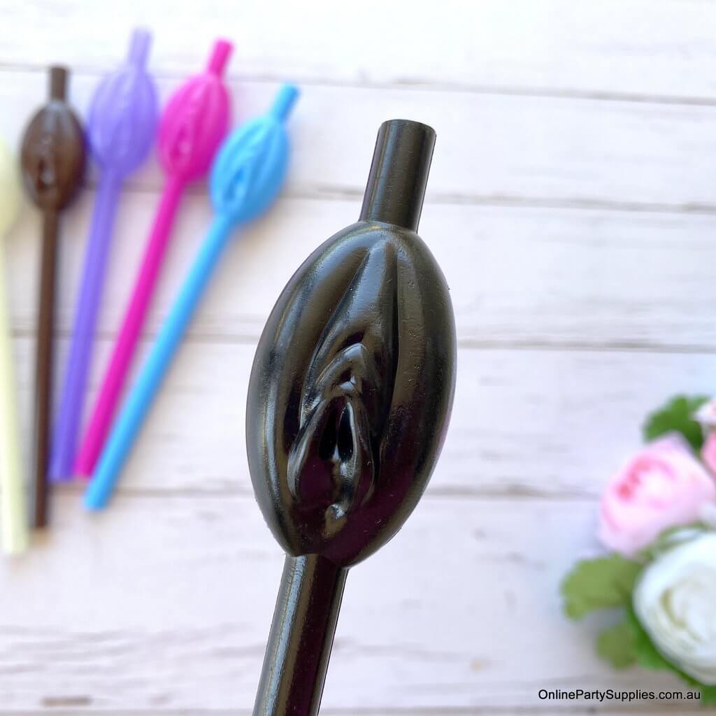 Online Party Supplies Naughty Bachelor Party Pussy Vagina Drinking Straws (pack of 10)