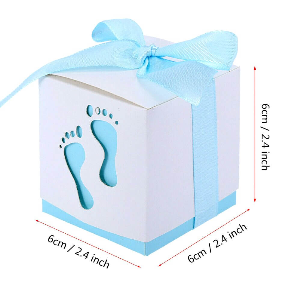 Baby Footprint Baby Shower Favour Box 10 Pack - Blue