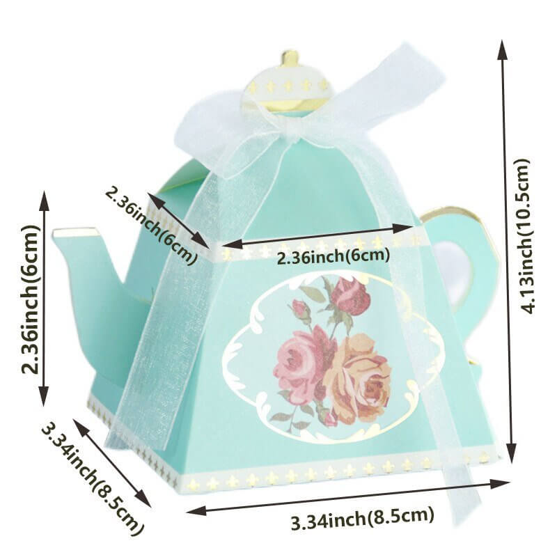 Tea Pot Shaped Baby Shower Favour Box 10 Pack - Blue