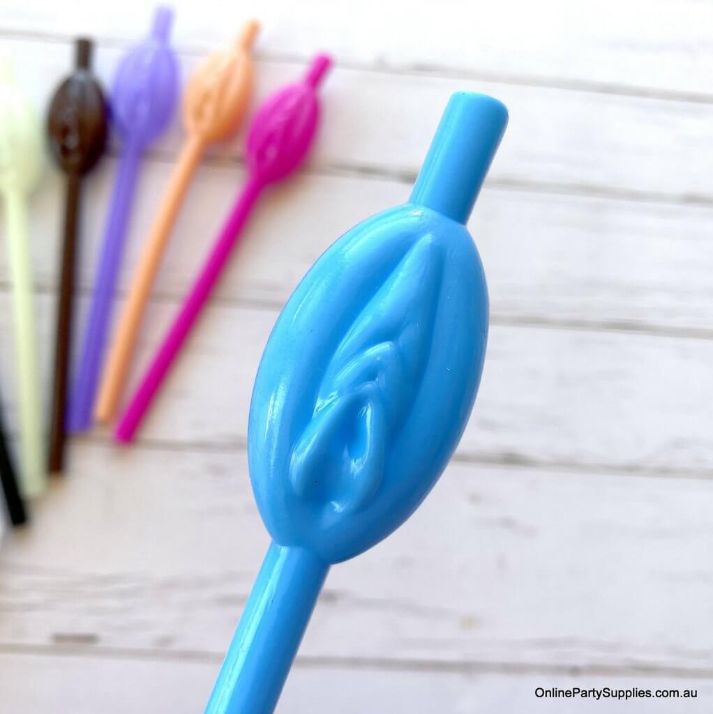 Online Party Supplies Naughty Bachelor Party Pussy Vagina Drinking Straws (pack of 10)