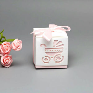 Pink Pram Baby Shower Favour Box 10 Pack