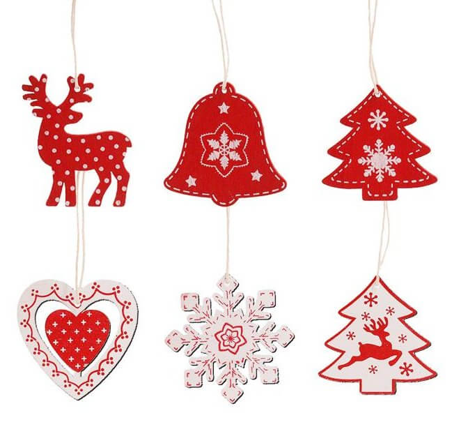 Online Party Supplies White Wooden Snowflake Christmas Hanging Decorations (Pack of 10)