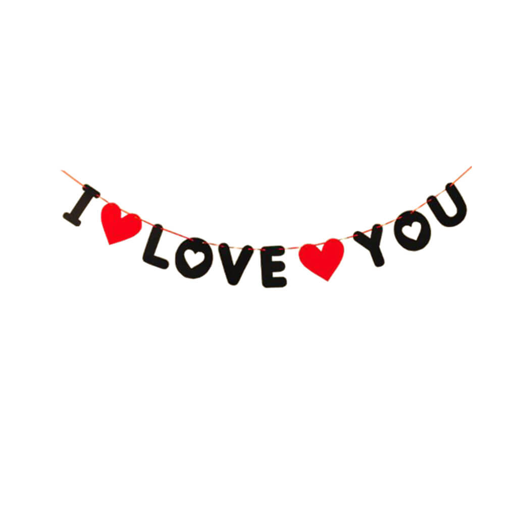 I Love You' Red Heart Valentine's Day Banner Bunting Party Decorations