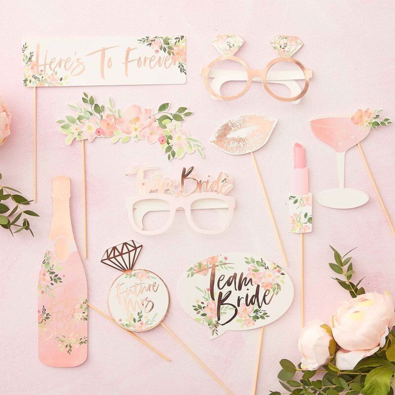 Ginger Ray Hen Party Floral Photo Booth Prop 10 Pack