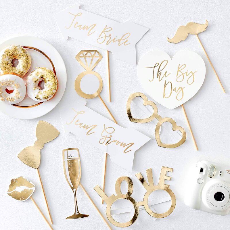Gold Foiled Wedding Photo Booth Props