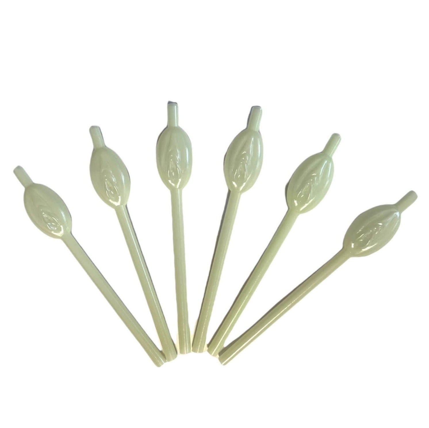 Glow In The Dark Naughty Bachelor Party Pussy Straw 6 Pack
