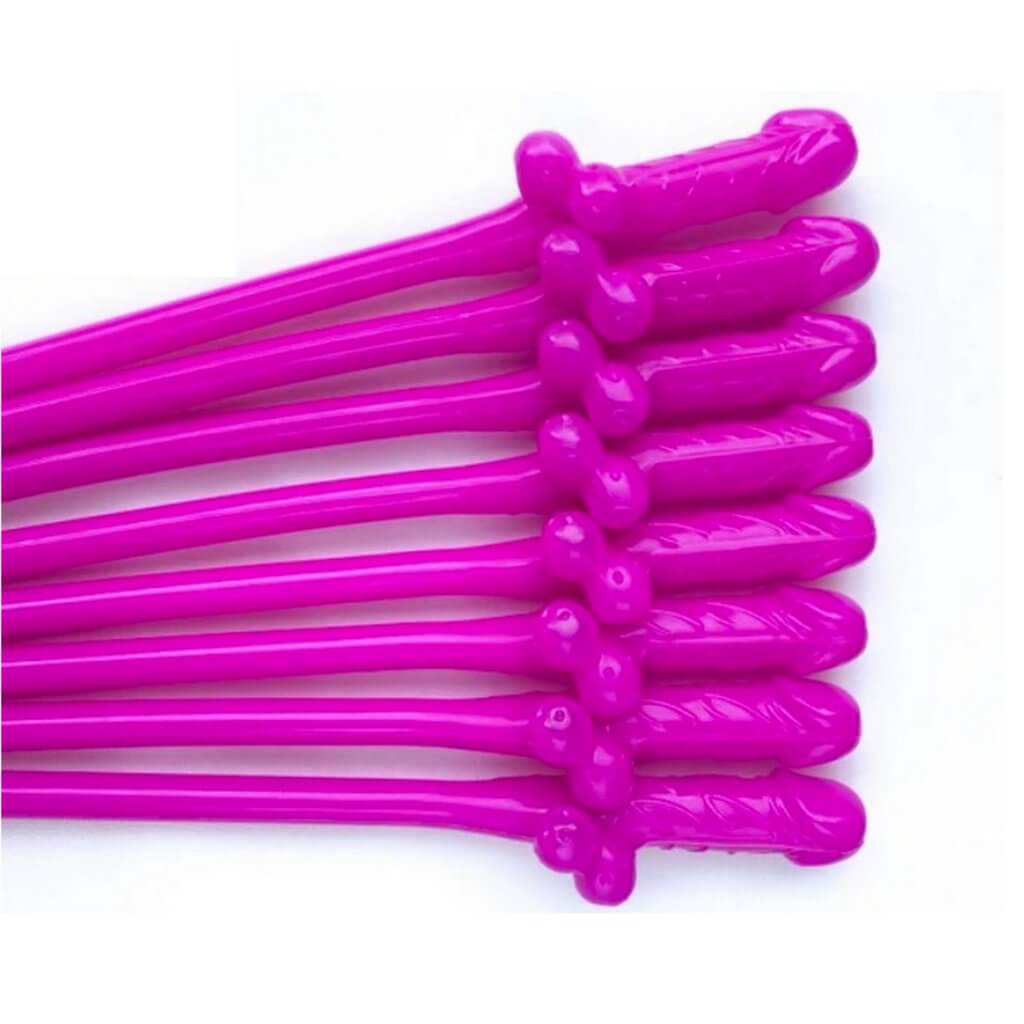20 Pink Glow In The Dark Willy Straws | Fun Hens Night & Bachelorette Party Games | Novelty Drinking