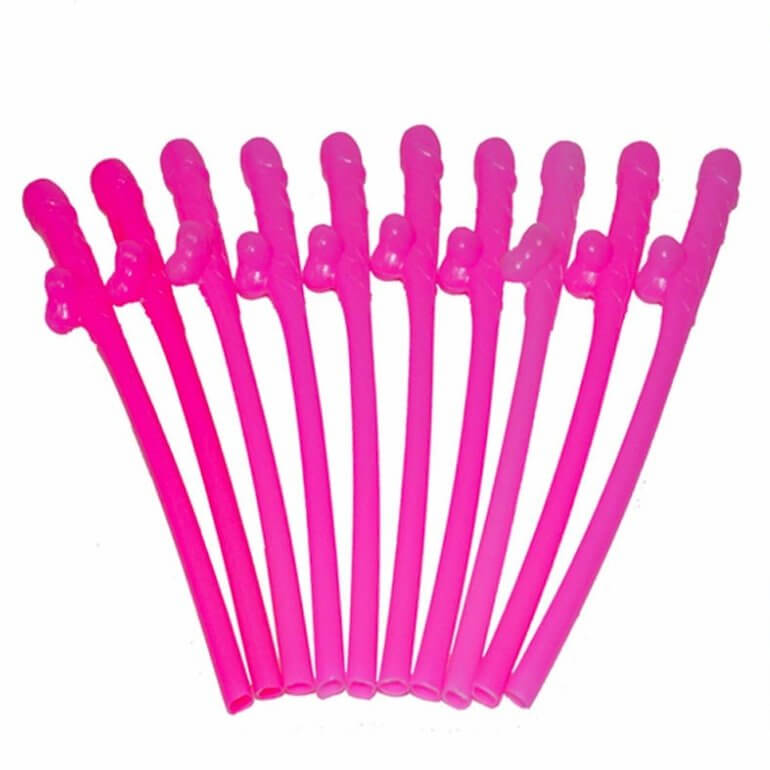 20 Pink Glow In The Dark Willy Straws | Fun Hens Night & Bachelorette Party Games | Novelty Drinking