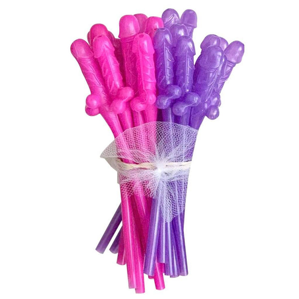 10 Pack Penis Sipping Straws - Pink