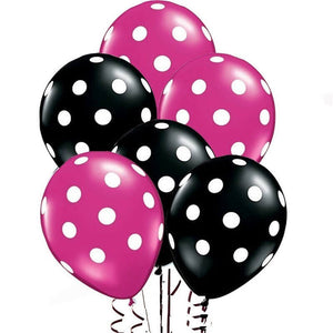 12" Online Party Supplies Wine Red & Black Polka Dot Latex Balloon Bouquet (Pack of 10)