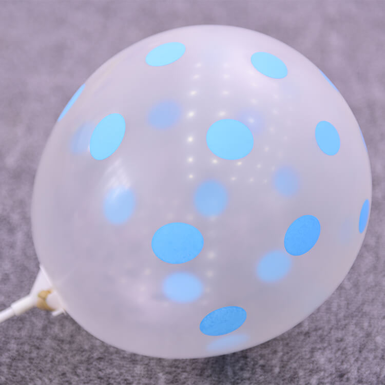 12" Transparent Polka Dot Latex Balloon 10 Pack - Blue Dots