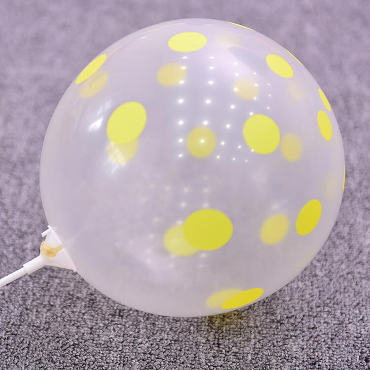 12" Transparent Polka Dot Latex Balloon 10 Pack - Yellow Dots