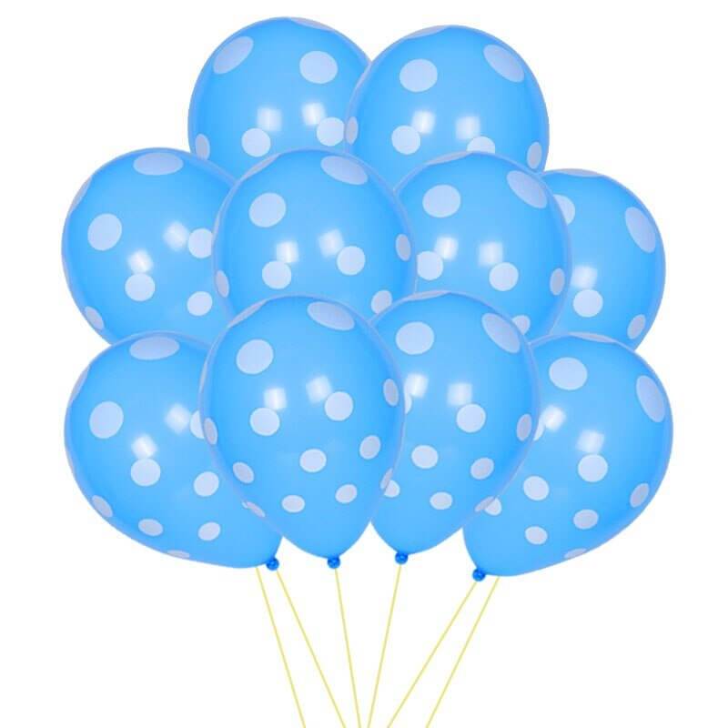 12" Online Party Supplies Sky Blue Polka Dot Latex Balloon Bouquet (Pack of 10)