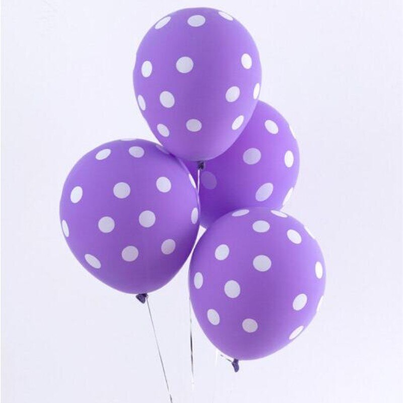 12" Purple Polka Dot Latex Balloon Bouquet (Pack of 10)