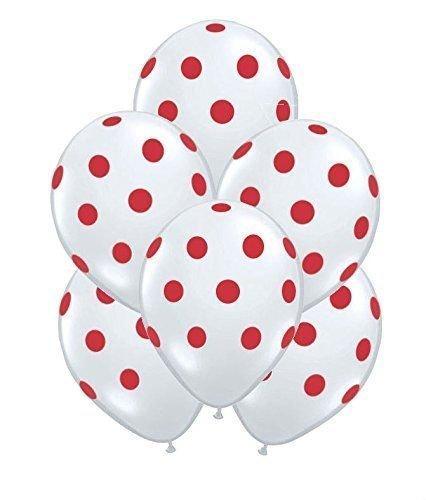 12" Red Polka Dot White Latex Balloon Bouquet (Pack of 10)